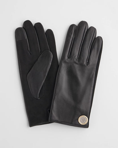 Chico's Women | Leather Button Detail Gloves BLACK