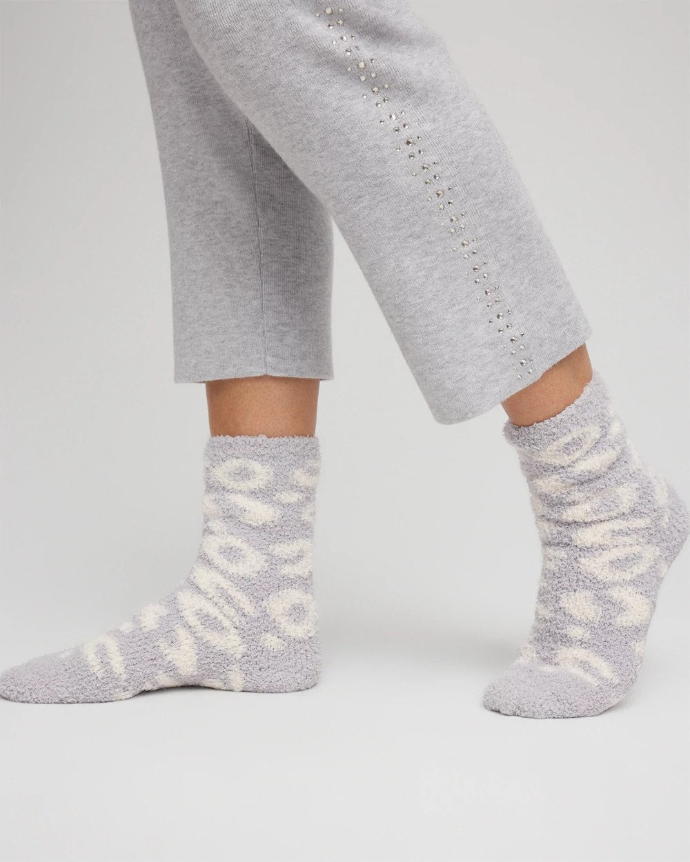 Chico's Women | Animal Print Cozy Socks DOVE GRAY