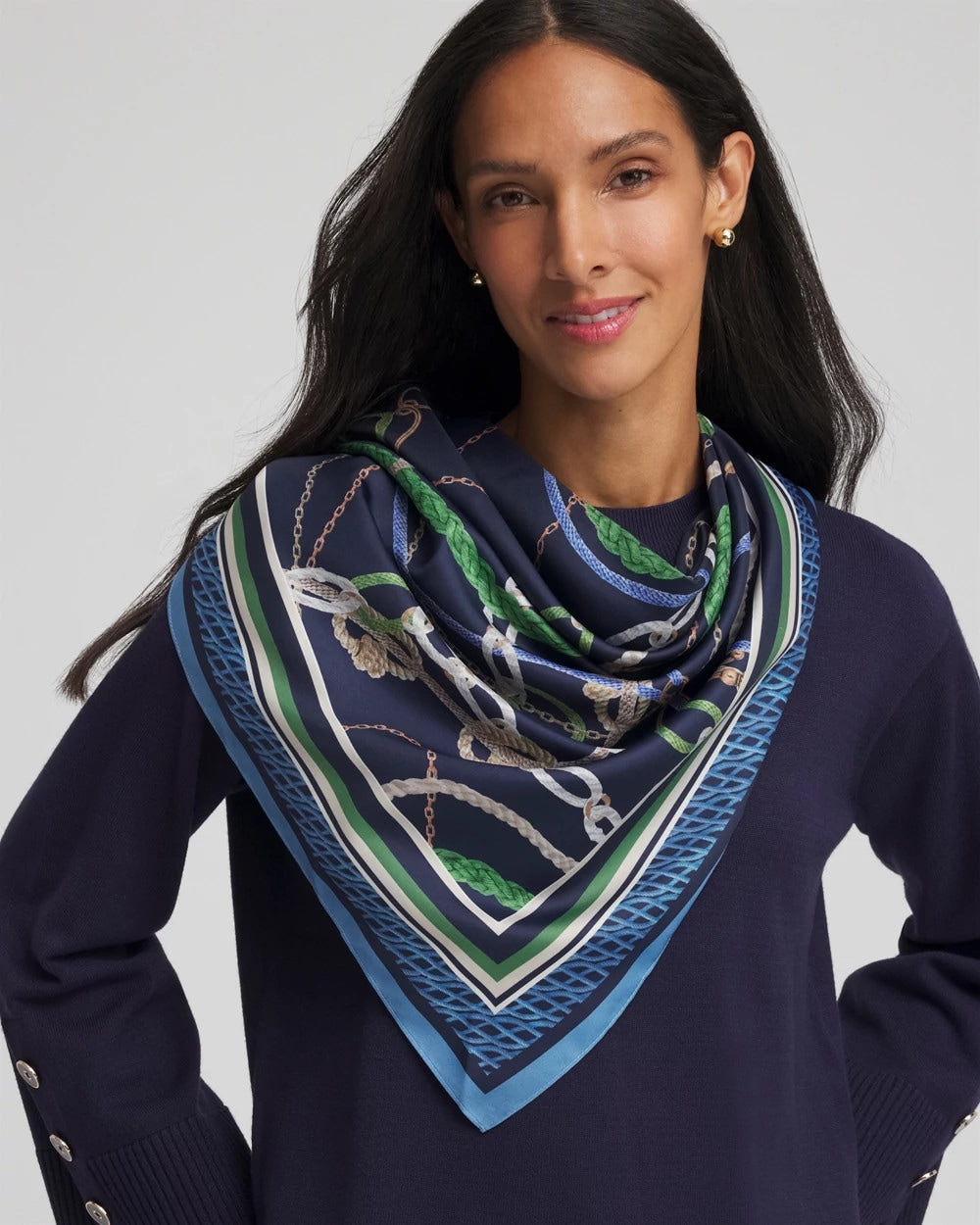 Chico's Women | Rope Relic Square Scarf PASSPORT BLUE