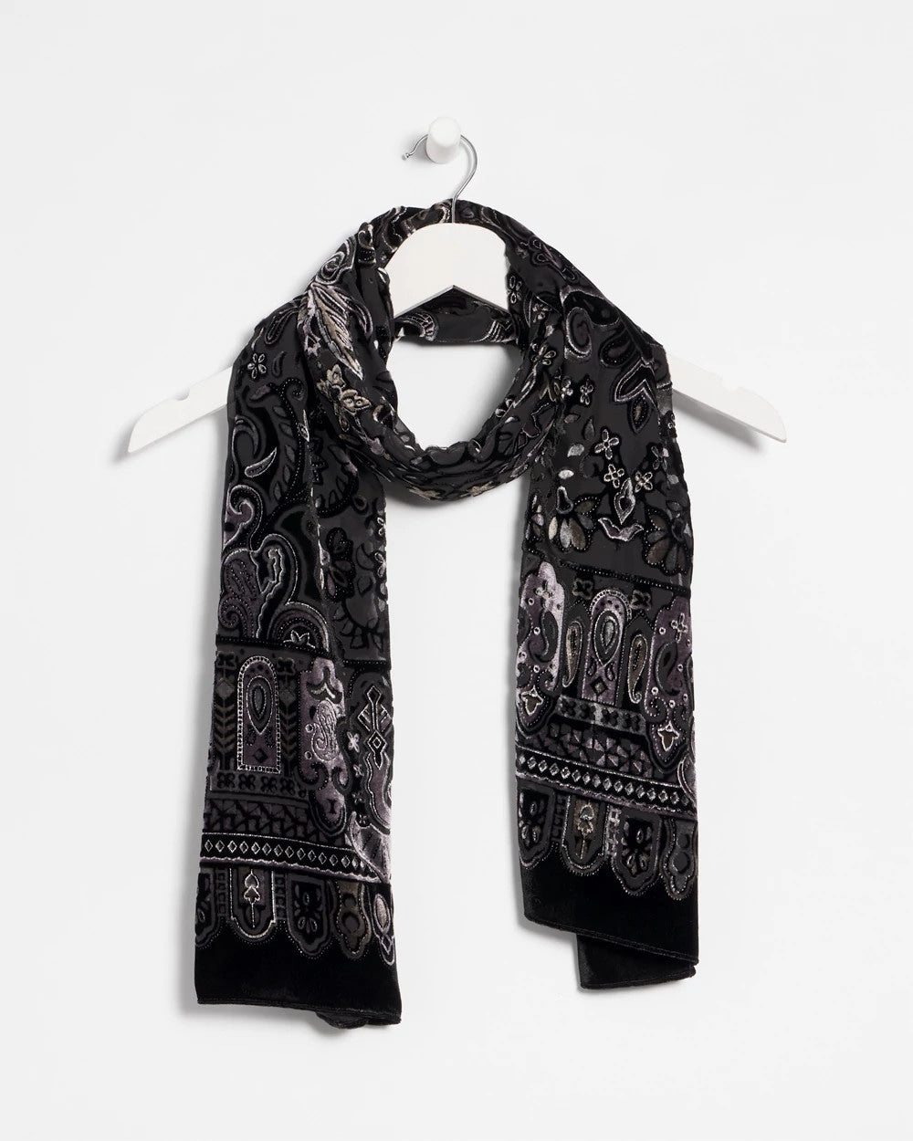 Chico's Women | Velvet Burnout Oblong Scarf BLACK