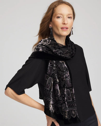 Chico's Women | Velvet Burnout Oblong Scarf BLACK