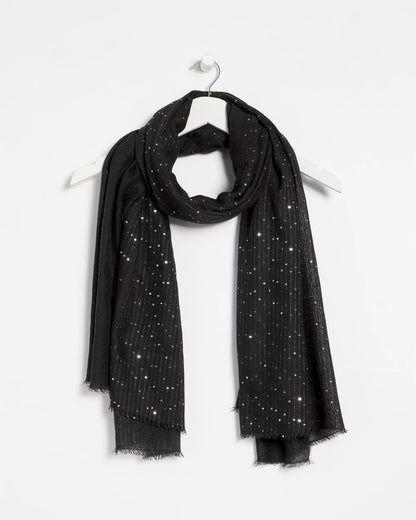 Chico's Women | Metallic Stripe Oblong Scarf BLACK