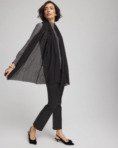 Chico's Women | Metallic Stripe Oblong Scarf BLACK