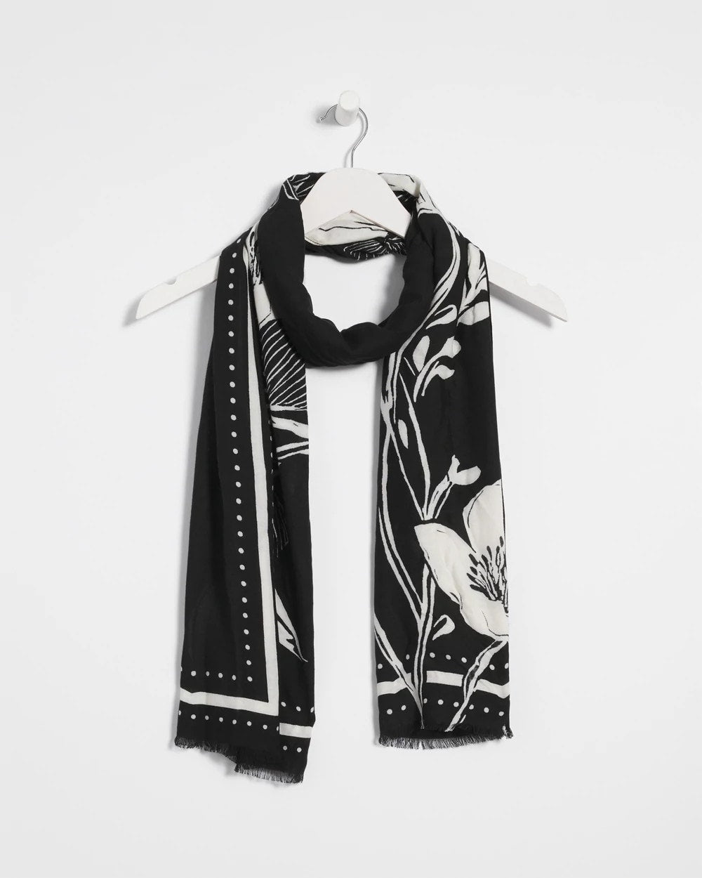 Chico's Women | Floral Woven Oblong Scarf BLACK