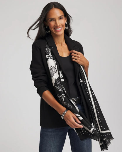 Chico's Women | Floral Woven Oblong Scarf BLACK
