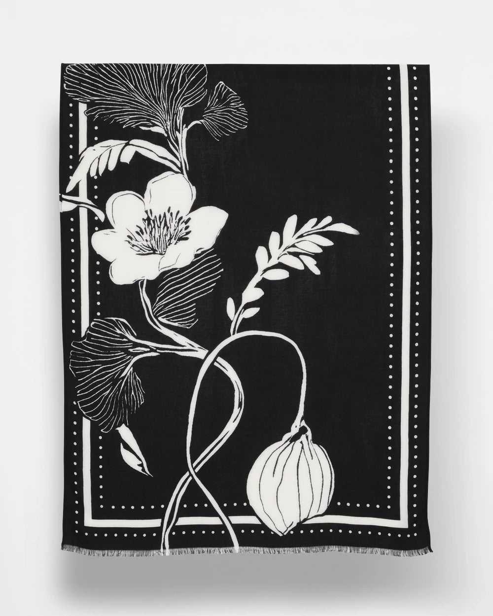 Chico's Women | Floral Woven Oblong Scarf BLACK