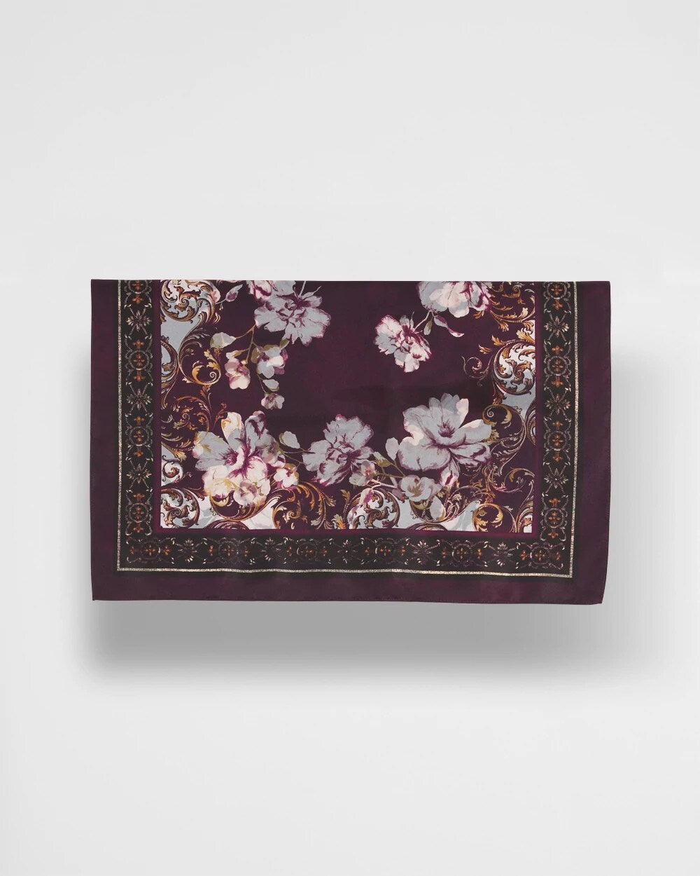 Chico's Women | Frosty Floral Square Neckerchief Scarf BLACK