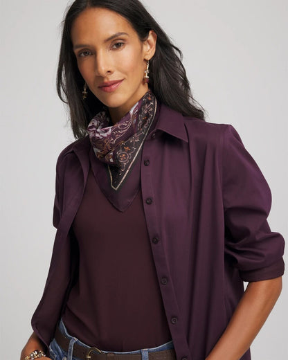Chico's Women | Frosty Floral Square Neckerchief Scarf BLACK