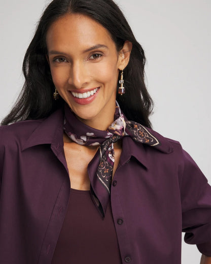 Chico's Women | Frosty Floral Square Neckerchief Scarf BLACK