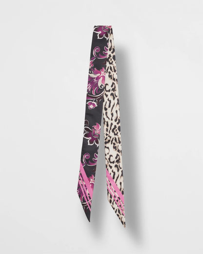 Chico's Women | Floral Animal Print Skinny Scarf BLACK