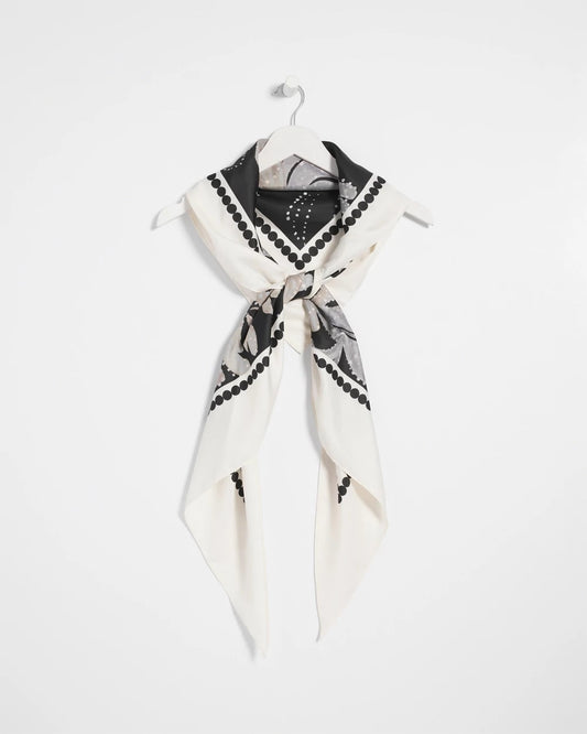 Chico's Women | Printed Triangle Neckerchief Scarf BLACK