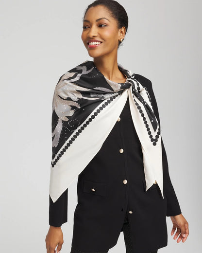 Chico's Women | Printed Triangle Neckerchief Scarf BLACK