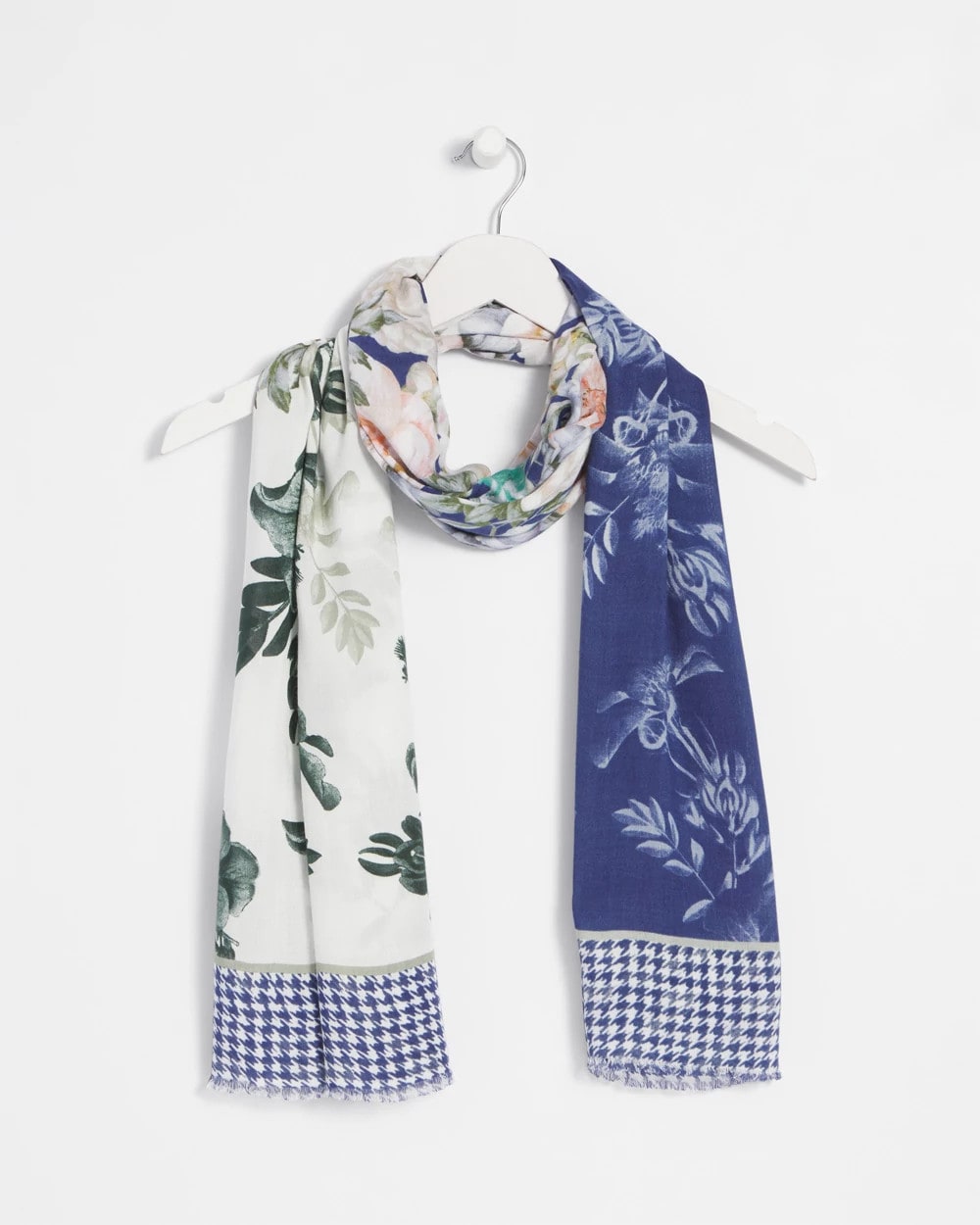 Chico's Women | Colorblock Floral-Print Oblong Scarf ECRU