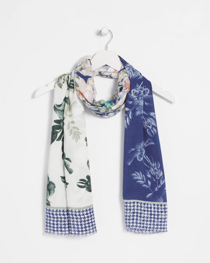 Chico's Women | Colorblock Floral-Print Oblong Scarf ECRU