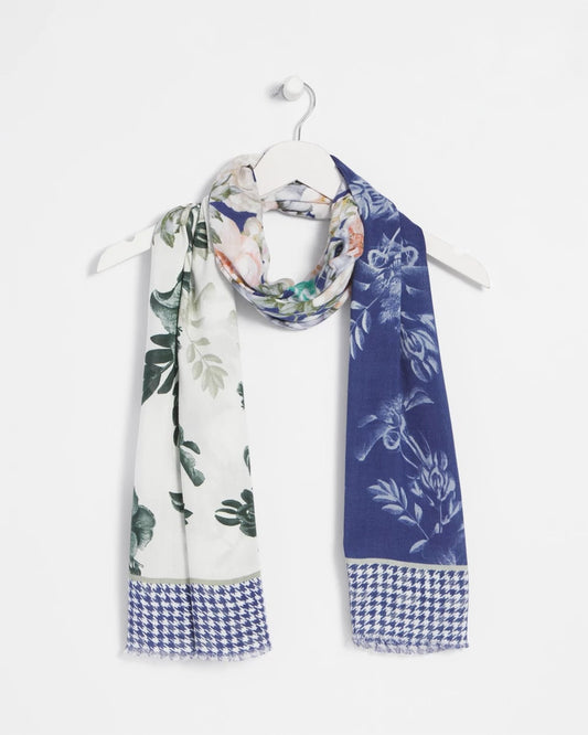 Chico's Women | Colorblock Floral-Print Oblong Scarf ECRU
