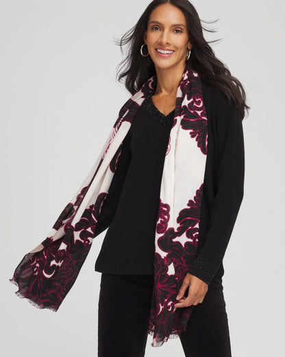 Chico's Women | Maude Medallion Oblong Scarf BLACK