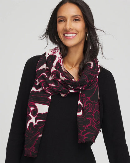 Chico's Women | Maude Medallion Oblong Scarf BLACK