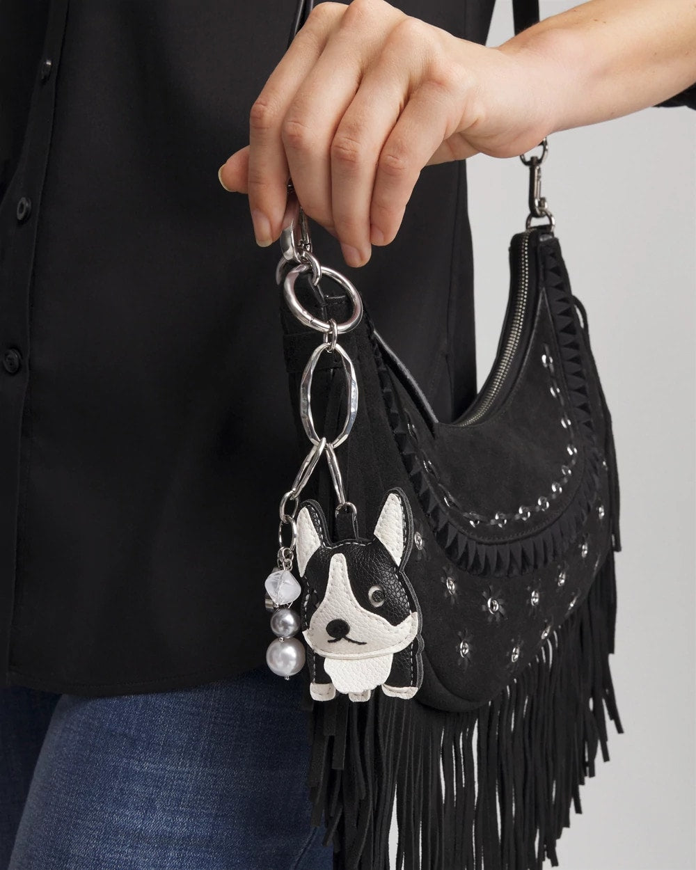 Chico's Women | Frenchie Dog Bag Charm BLACK/WHITE