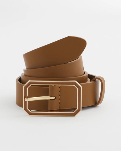 Chico's Women | Cognac Enamel Buckle Trouser Belt BROWN