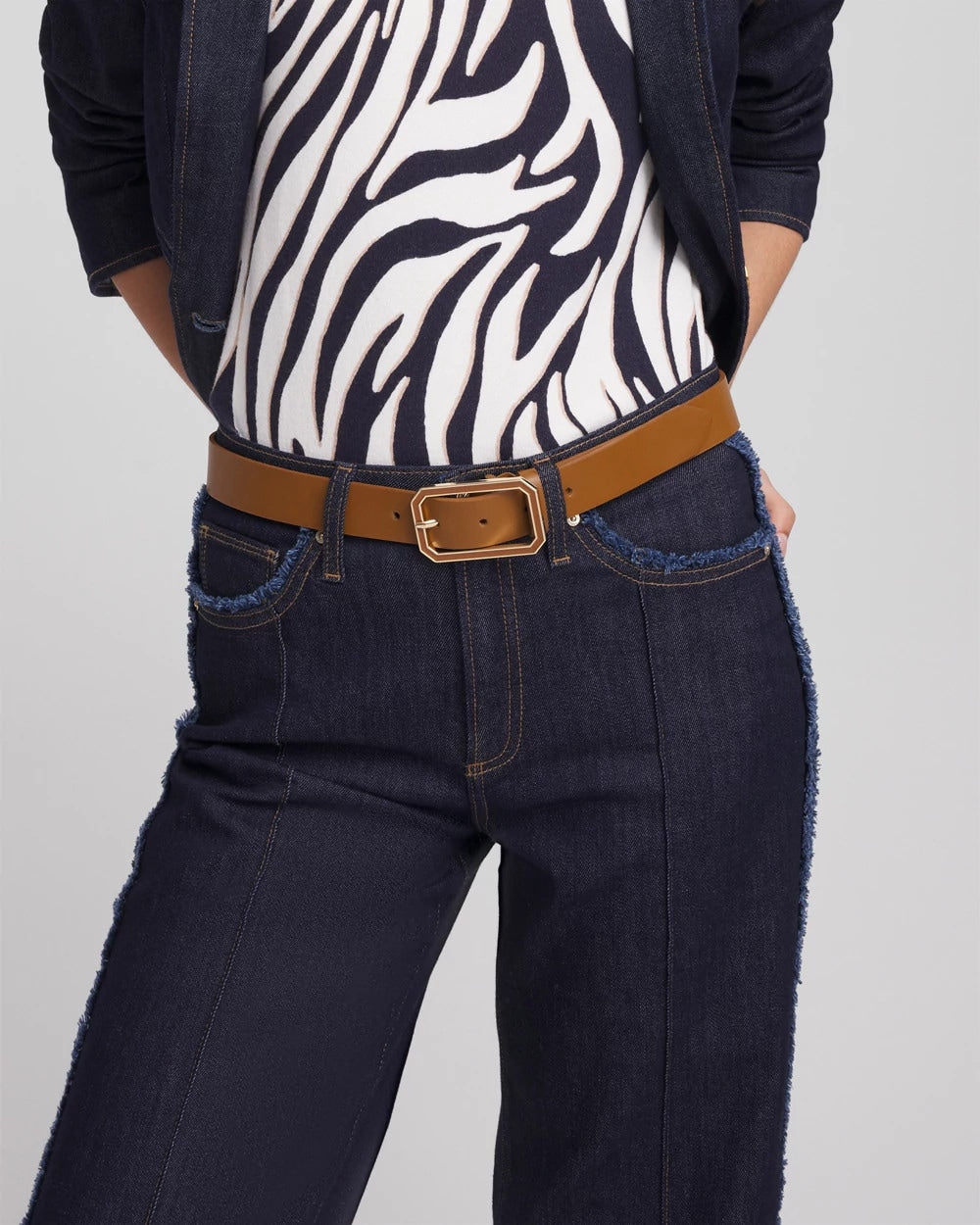 Chico's Women | Cognac Enamel Buckle Trouser Belt BROWN