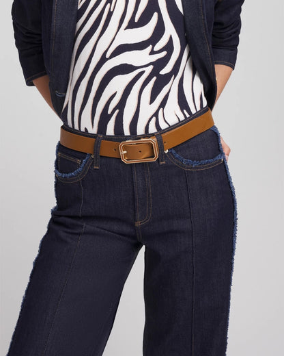 Chico's Women | Cognac Enamel Buckle Trouser Belt BROWN