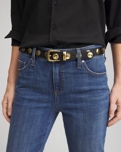 Chico's Women | Studded Faux Leather Trouser Belt BLACK