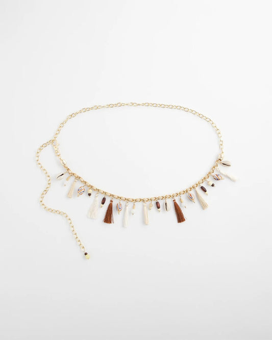 Chico's Women | Novelty Beaded Chain Belt NATURAL