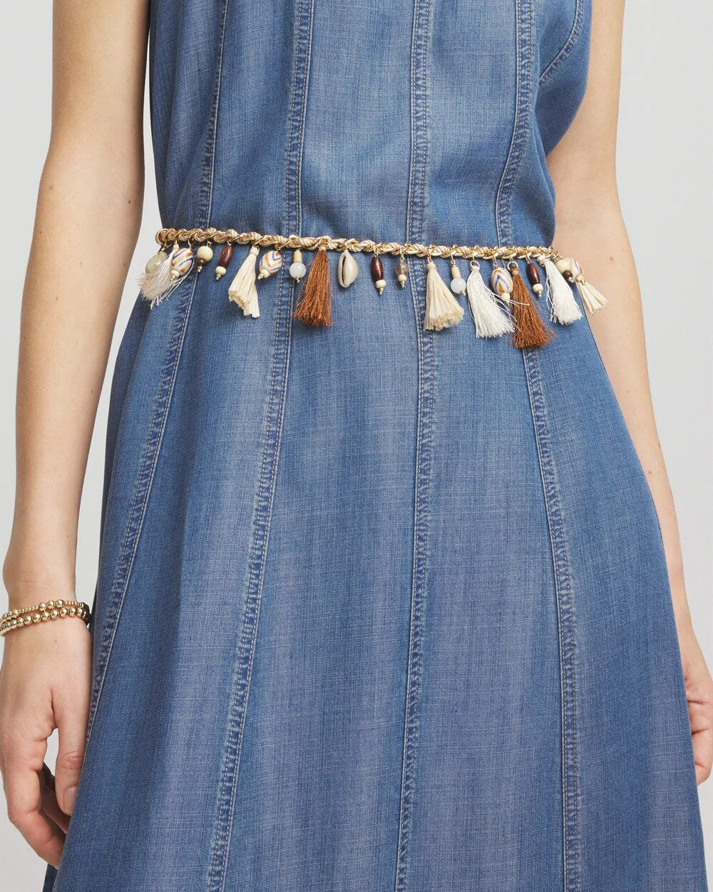 Chico's Women | Novelty Beaded Chain Belt NATURAL