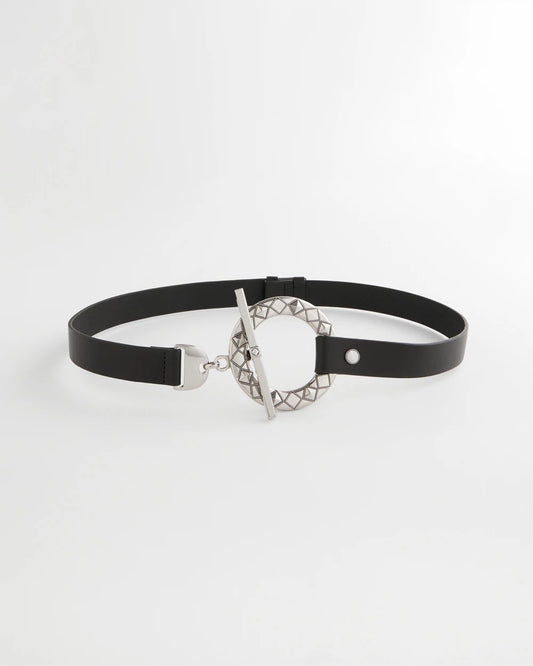 Chico's Women | Silver Toggle Trouser Belt BLACK/SILVER