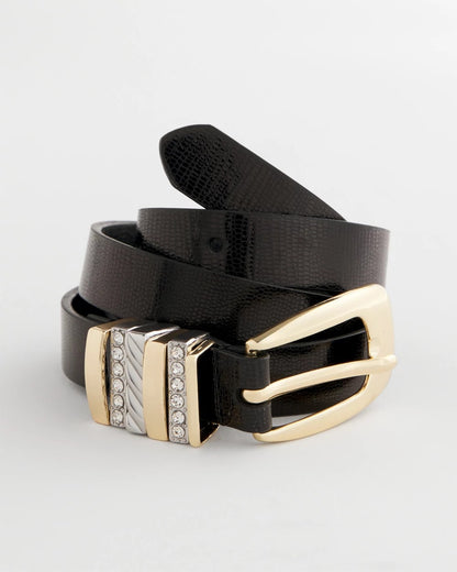 Chico's Women | Mixed Metal Trouser Belt BLACK
