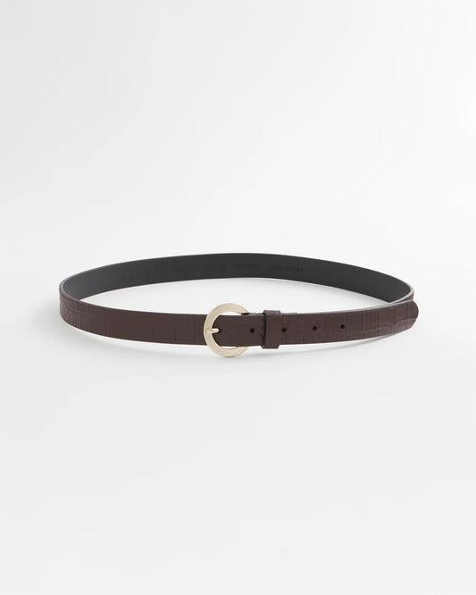 Chico's Women | Crocodile Motif Trouser Belt BROWN