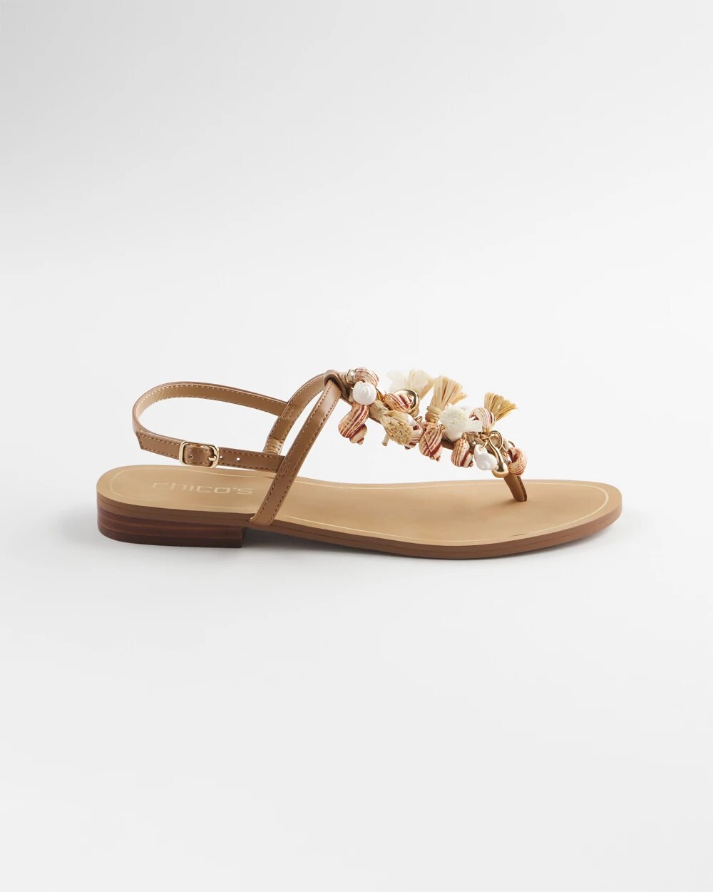 Chico's Women | Beach Seashell T-Strap Sandals NATURAL