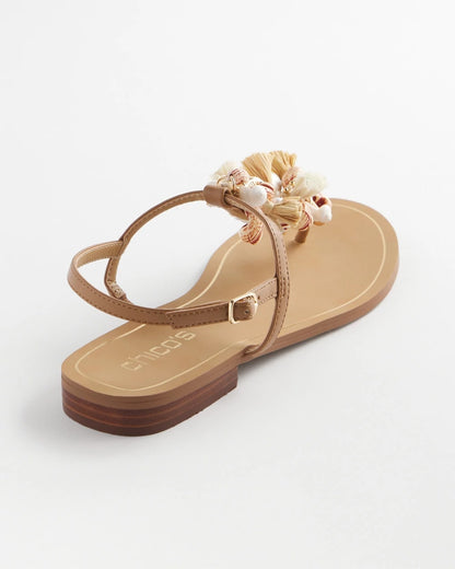 Chico's Women | Beach Seashell T-Strap Sandals NATURAL