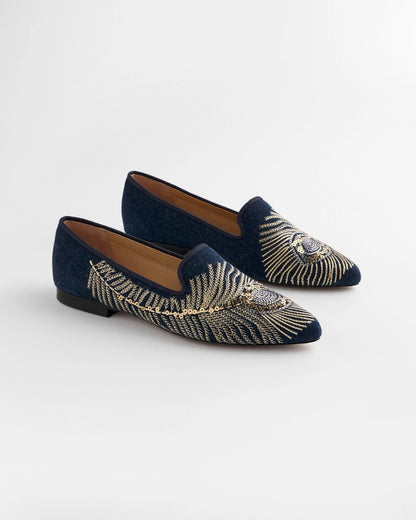 Chico's Women | Peacock Embroidered Flats DENIM