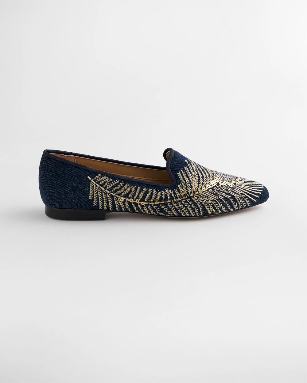 Chico's Women | Peacock Embroidered Flats DENIM