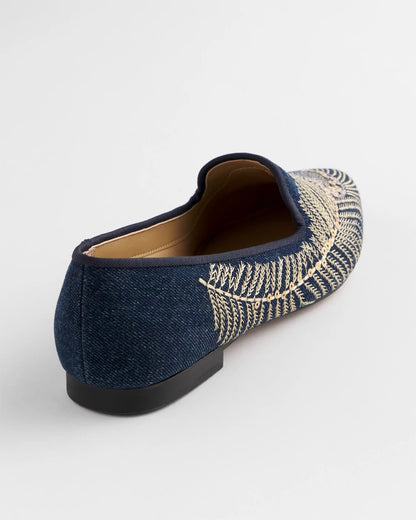 Chico's Women | Peacock Embroidered Flats DENIM
