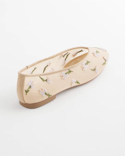 Chico's Women | Orchid Embroidered Ballet Flats NATURAL