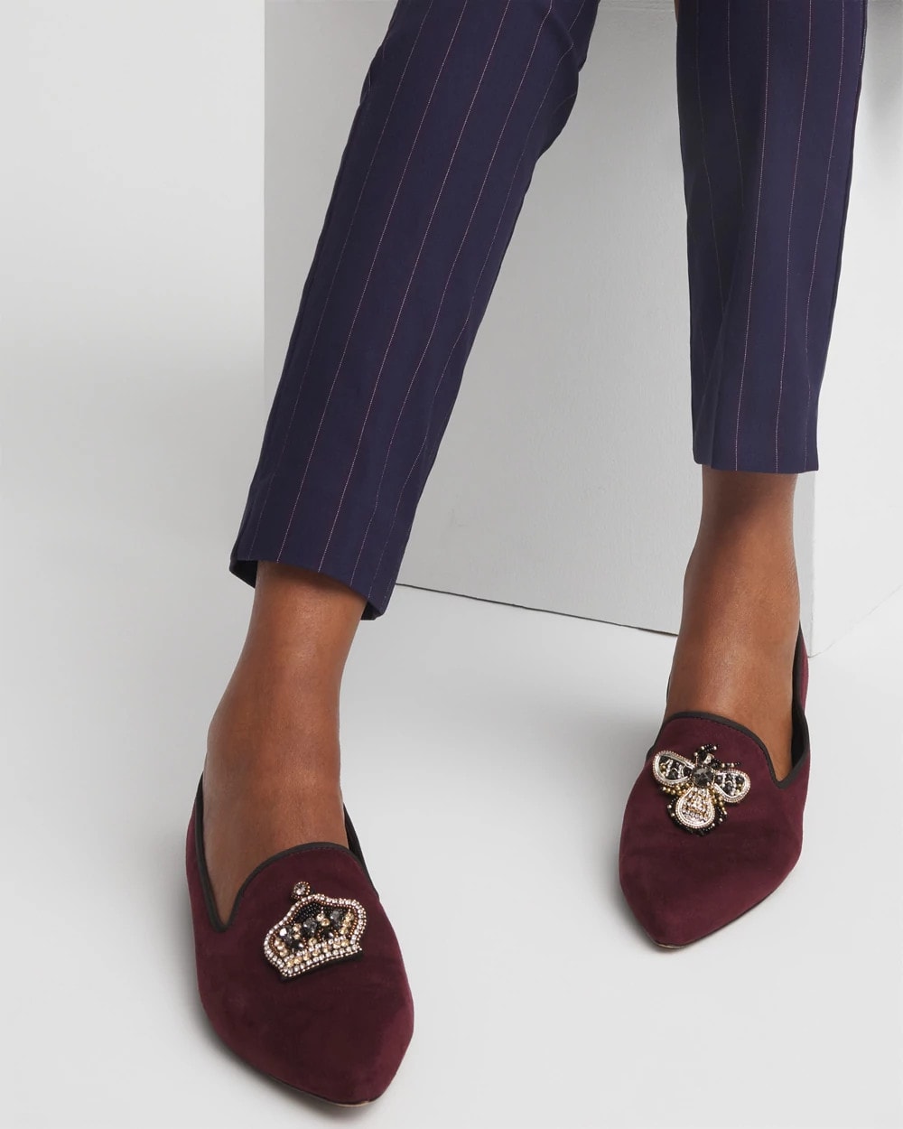 Chico's Women | Grace Queen Bee Slip-On Loafers BLACKENED BURGUNDY