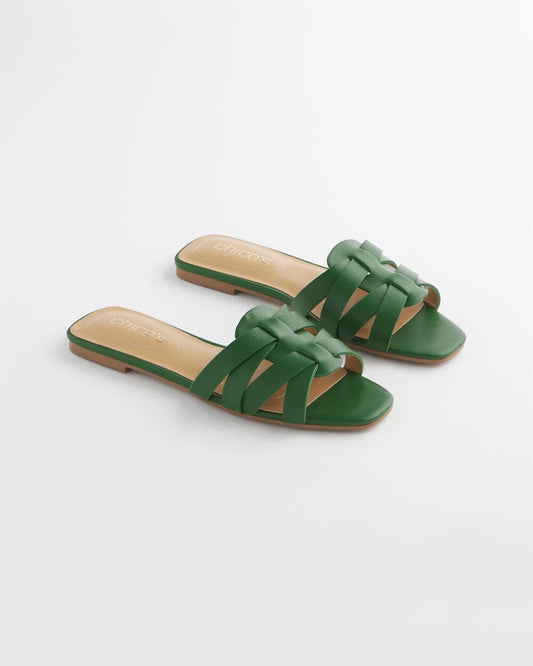 Chico's Women | Cassidy Cross-Strap Slide Sandals GREEN