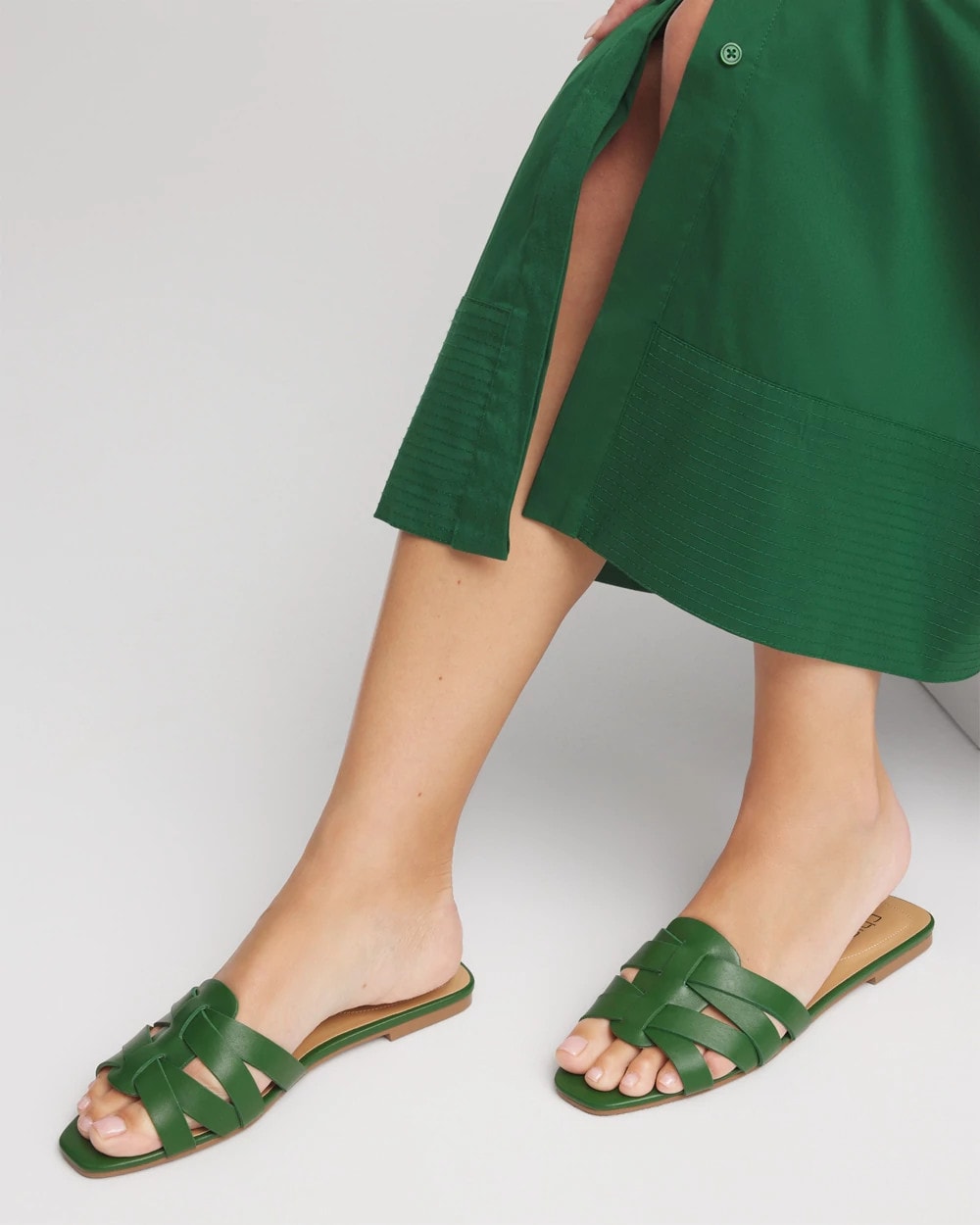 Chico's Women | Cassidy Cross-Strap Slide Sandals GREEN