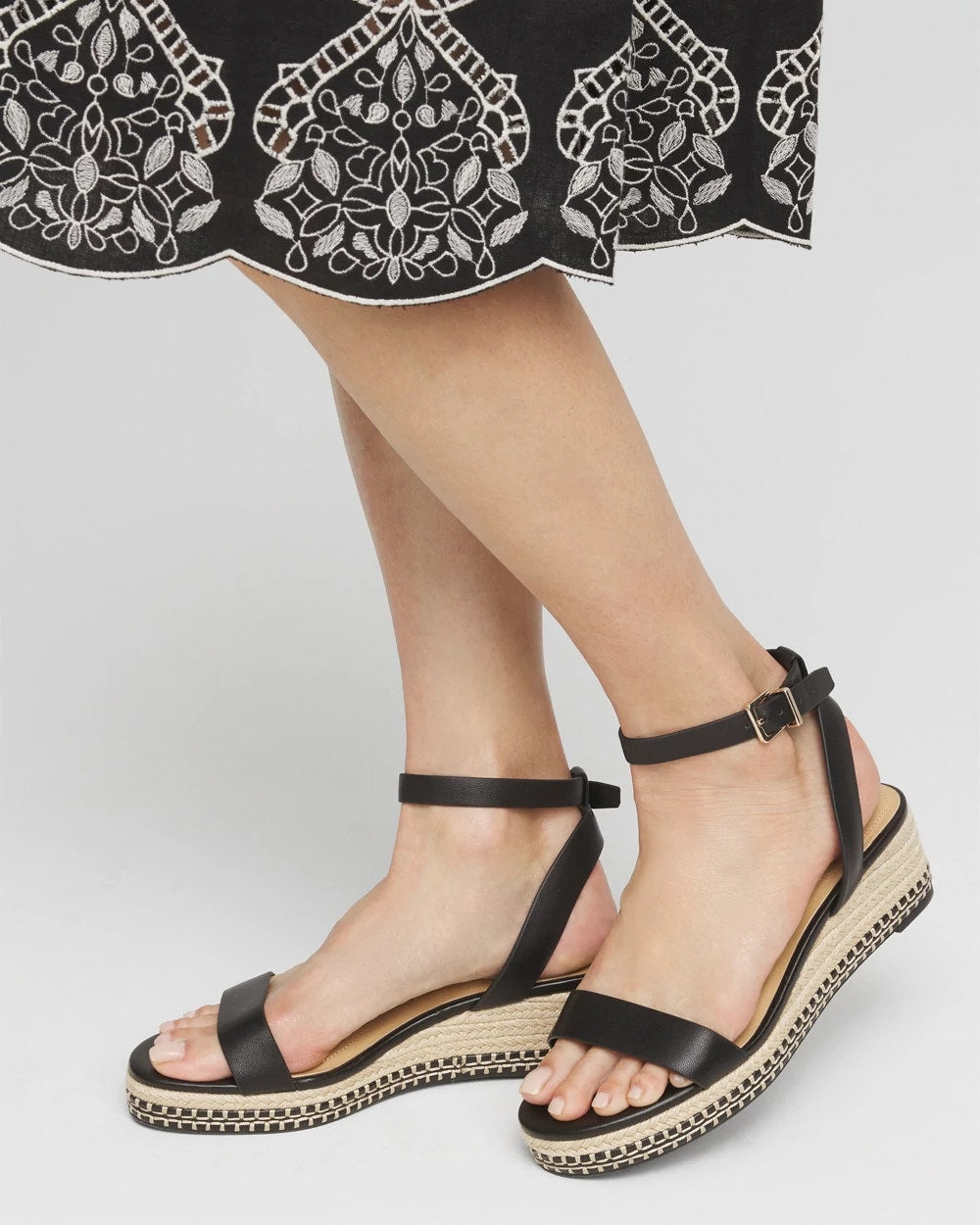 Chico's Women | Brielle Espadrille Wedge Sandals BLACK