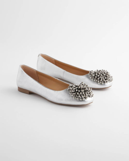 Chico's Women | Omega Beaded Ballet Flats METALLIC