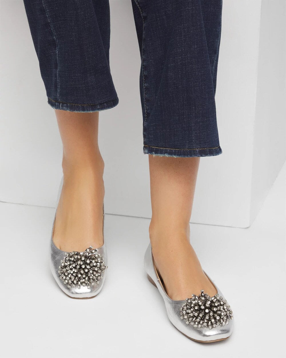 Chico's Women | Omega Beaded Ballet Flats METALLIC