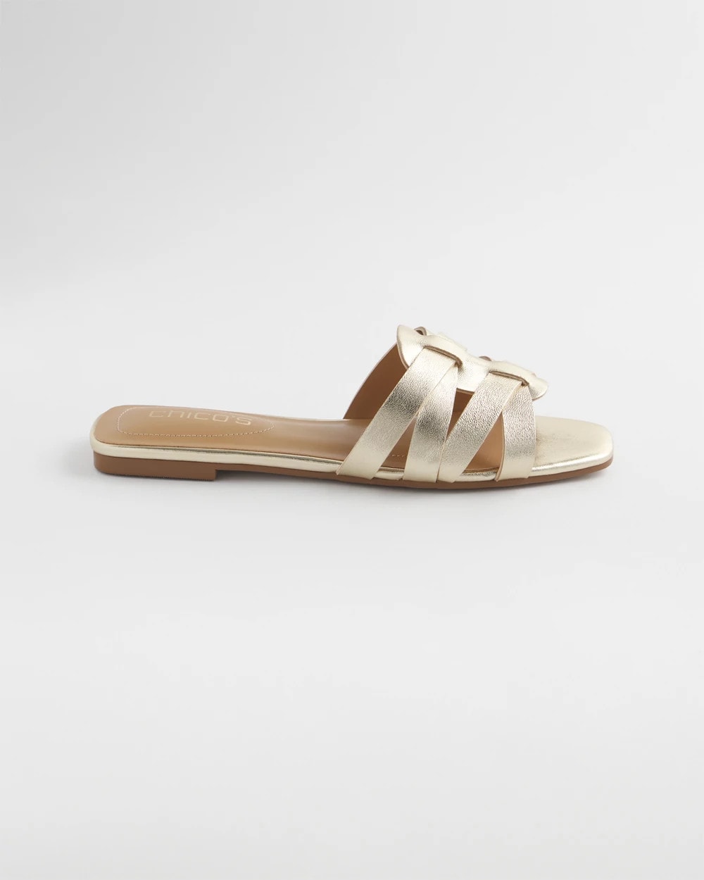 Chico's Women | Leather Cassidy Cross-Strap Slide Shoes GOLD