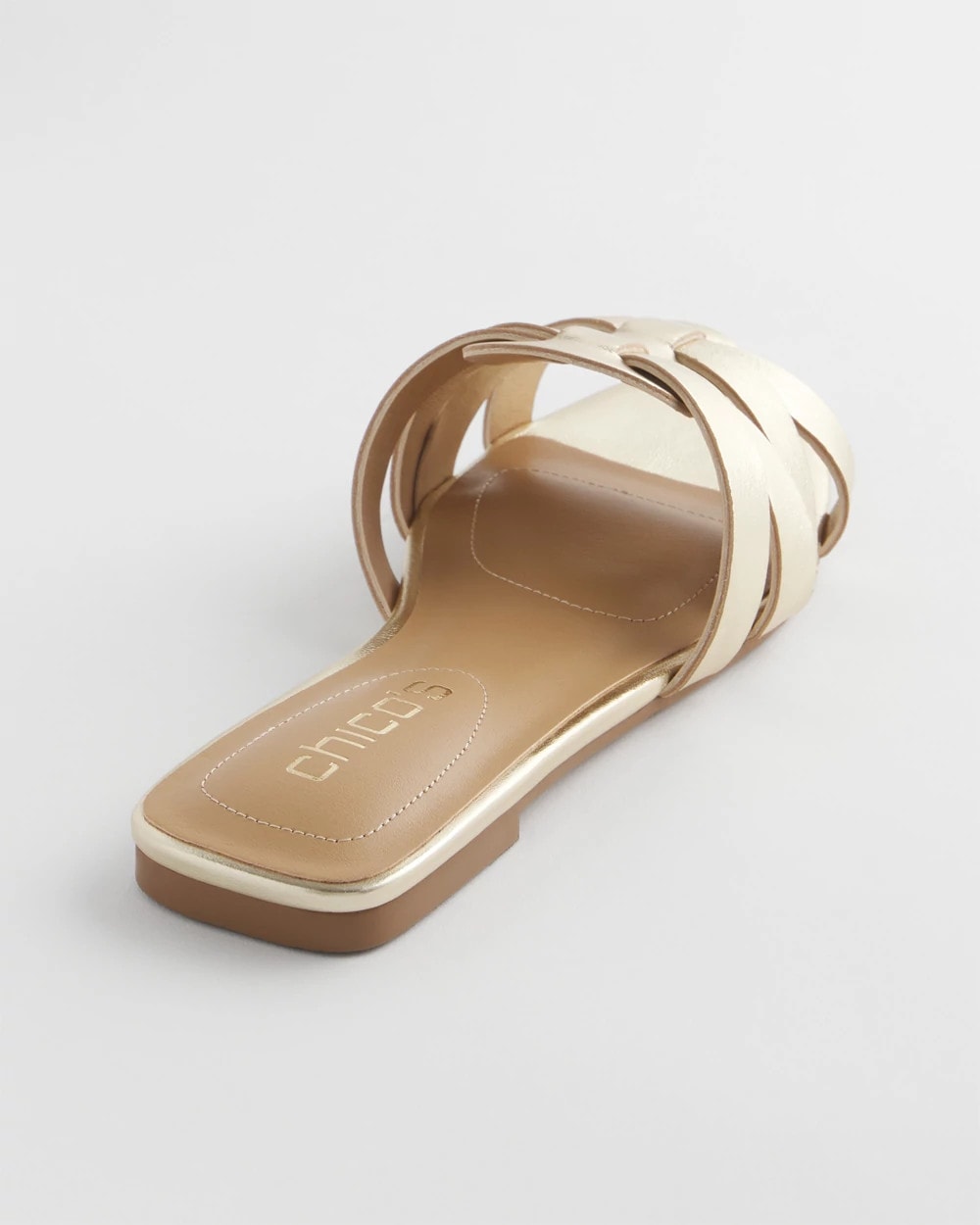 Chico's Women | Leather Cassidy Cross-Strap Slide Shoes GOLD