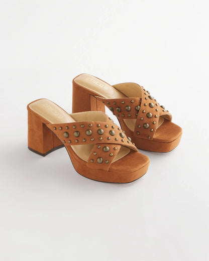 Chico's Women | Vale Western Suede Block Heels COGNAC
