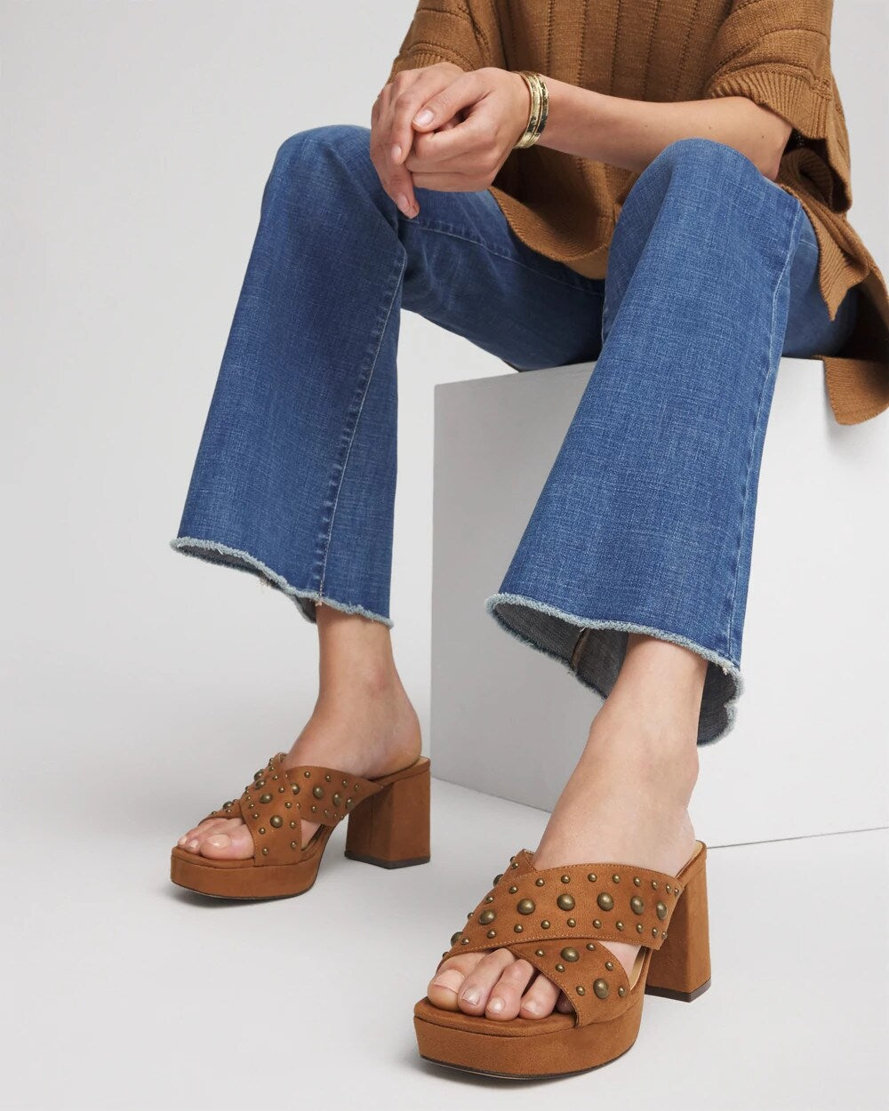 Chico's Women | Vale Western Suede Block Heels COGNAC