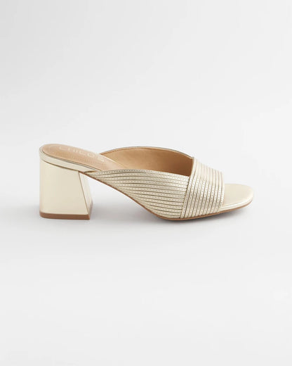 Chico's Women | Vinia Metallic Rope Block Heels GOLD