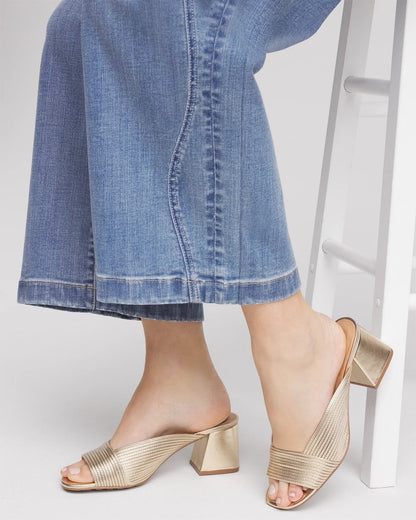 Chico's Women | Vinia Metallic Rope Block Heels GOLD