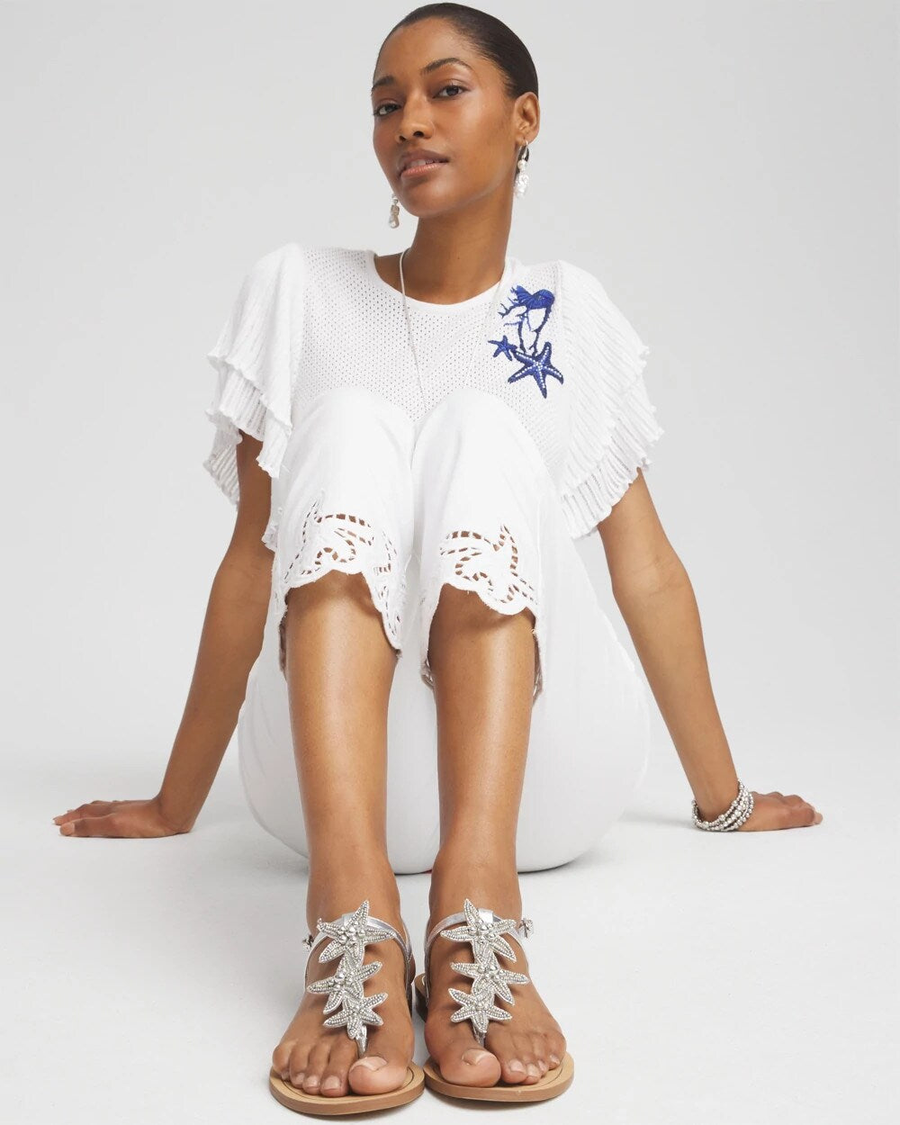 Chico's Women | Beach Starfish T-Strap Sandals SILVER
